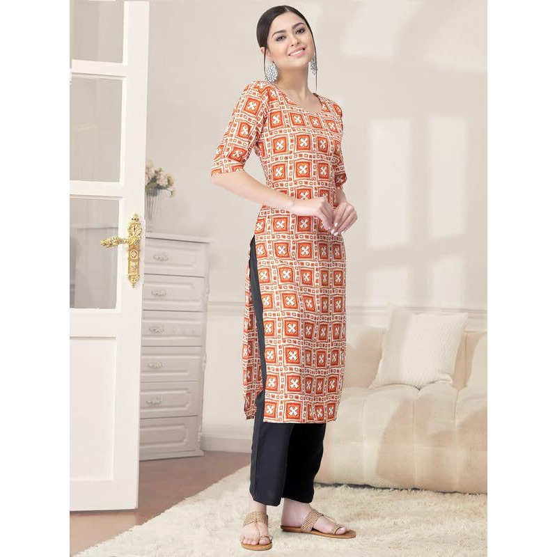 Pinkmint Kurta Set for Women Cotton Printed Straight Kurta with Pant (Pack of 1)