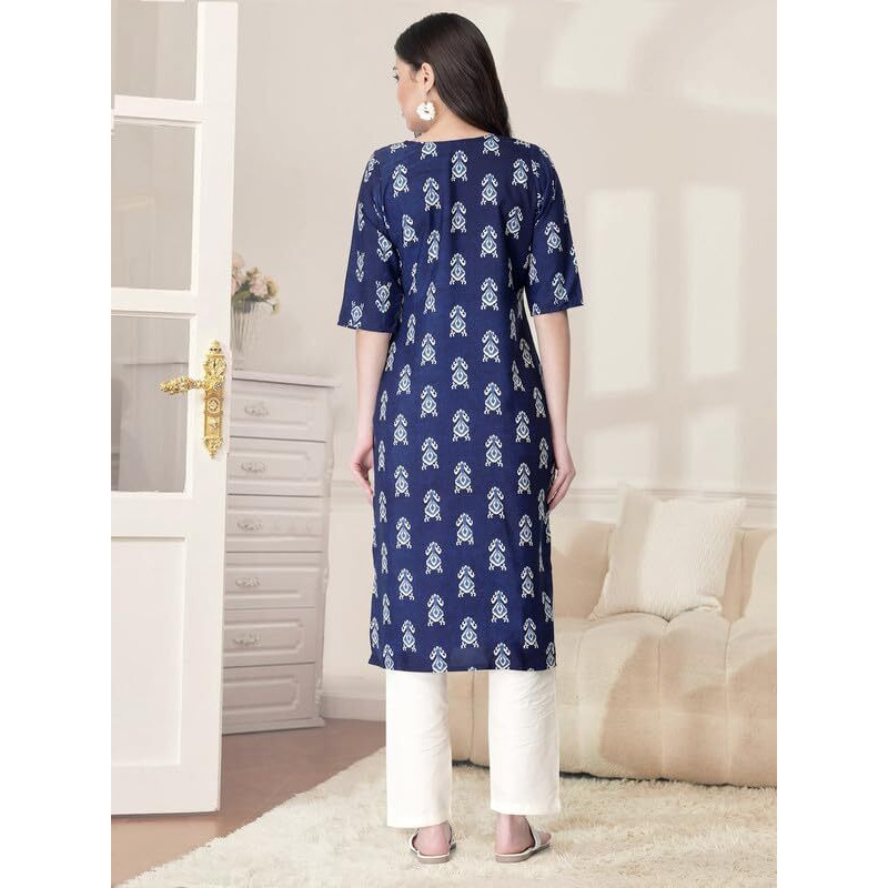 Pinkmint Kurta Set for Women Cotton Printed Straight Kurta with Pant (Pack of 1)