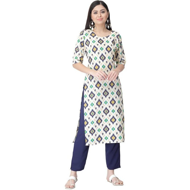 Pinkmint Kurta Set for Women Cotton Printed Straight Kurta with Pant (Pack of 1)