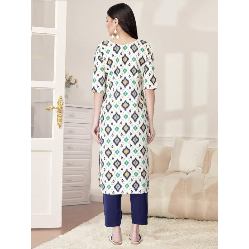 Pinkmint Kurta Set for Women Cotton Printed Straight Kurta with Pant (Pack of 1)