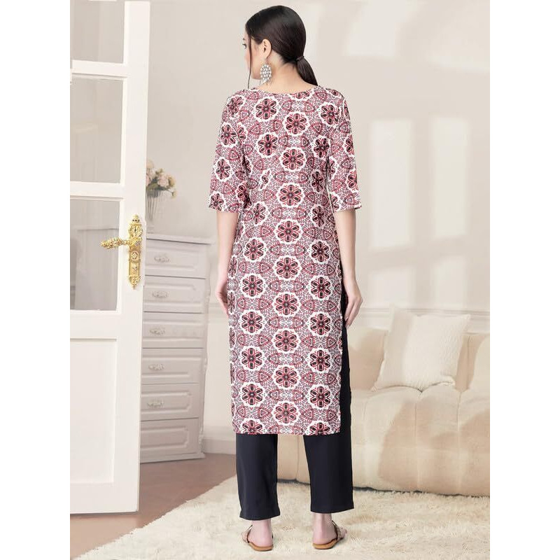 Pinkmint Kurta Set for Women Cotton Printed Straight Kurta with Pant (Pack of 1)