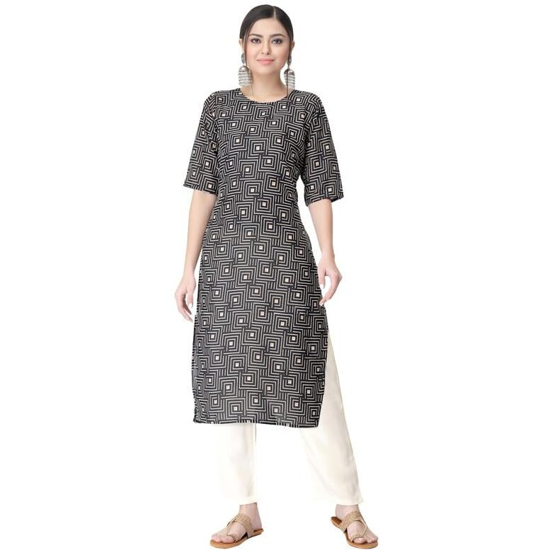 Pinkmint Kurta Set for Women Cotton Printed Straight Kurta with Pant (Pack of 1)