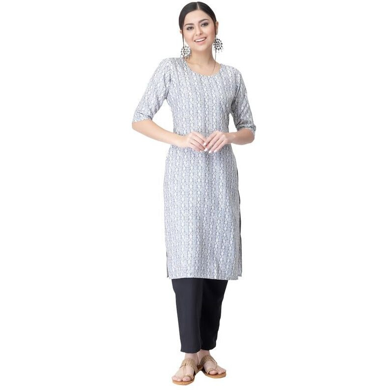 Pinkmint Kurta Set for Women Cotton Printed Straight Kurta with Pant (Pack of 1)