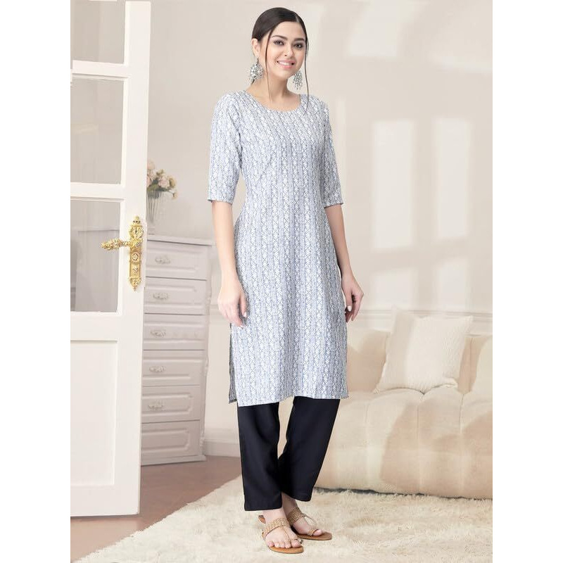 Pinkmint Kurta Set for Women Cotton Printed Straight Kurta with Pant (Pack of 1)