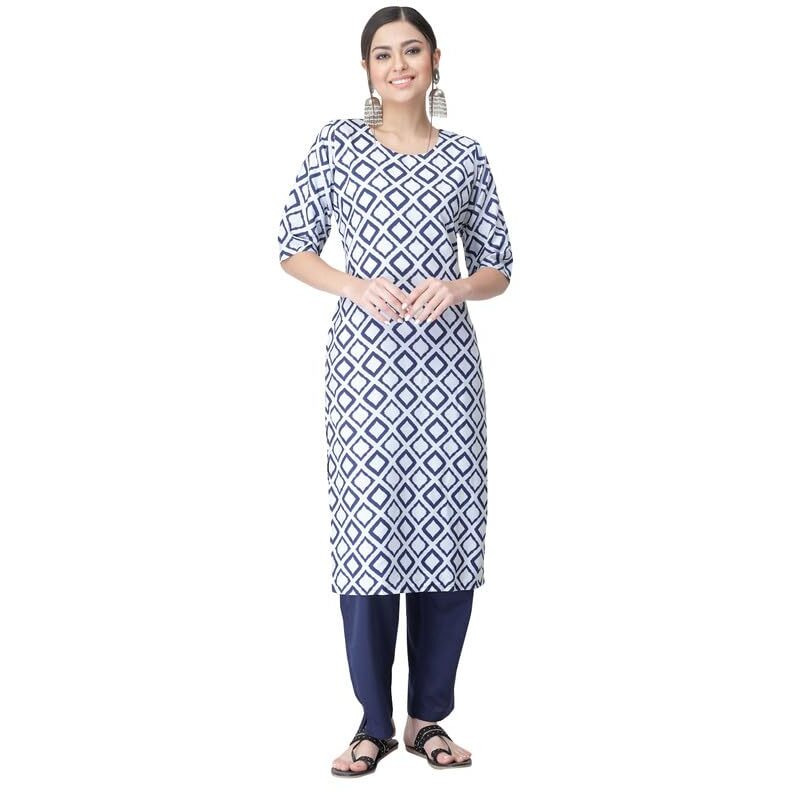 Pinkmint Kurta Set for Women Cotton Printed Straight Kurta with Pant (Pack of 1)