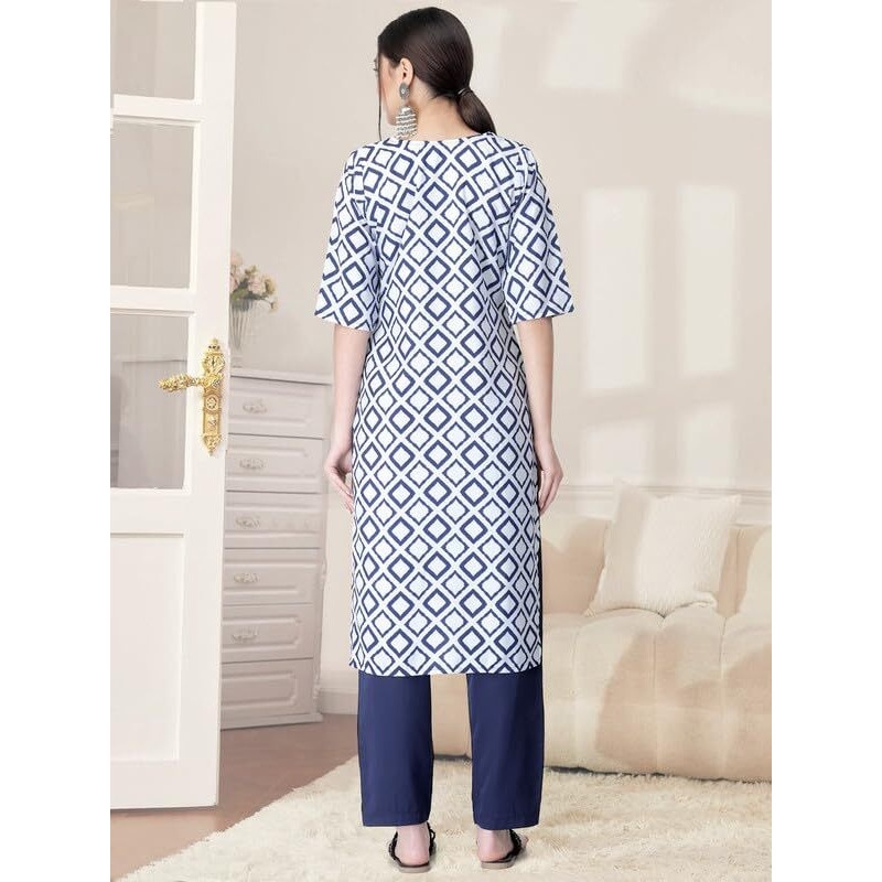 Pinkmint Kurta Set for Women Cotton Printed Straight Kurta with Pant (Pack of 1)