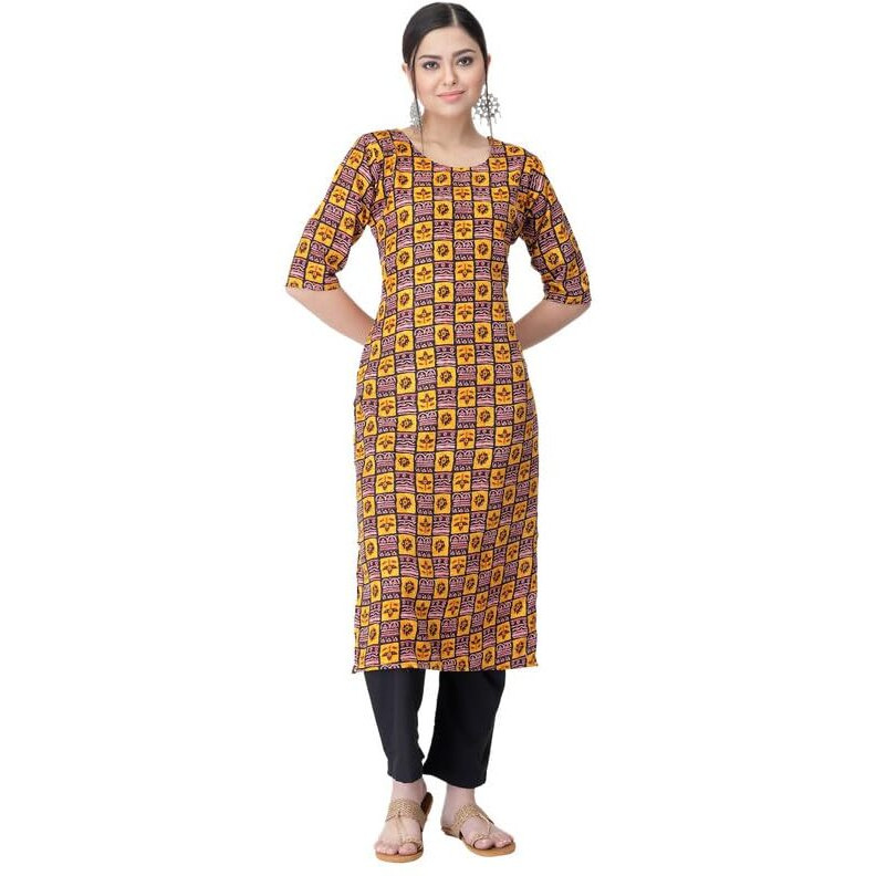 Pinkmint Kurta Set for Women Cotton Printed Straight Kurta with Pant (Pack of 1)