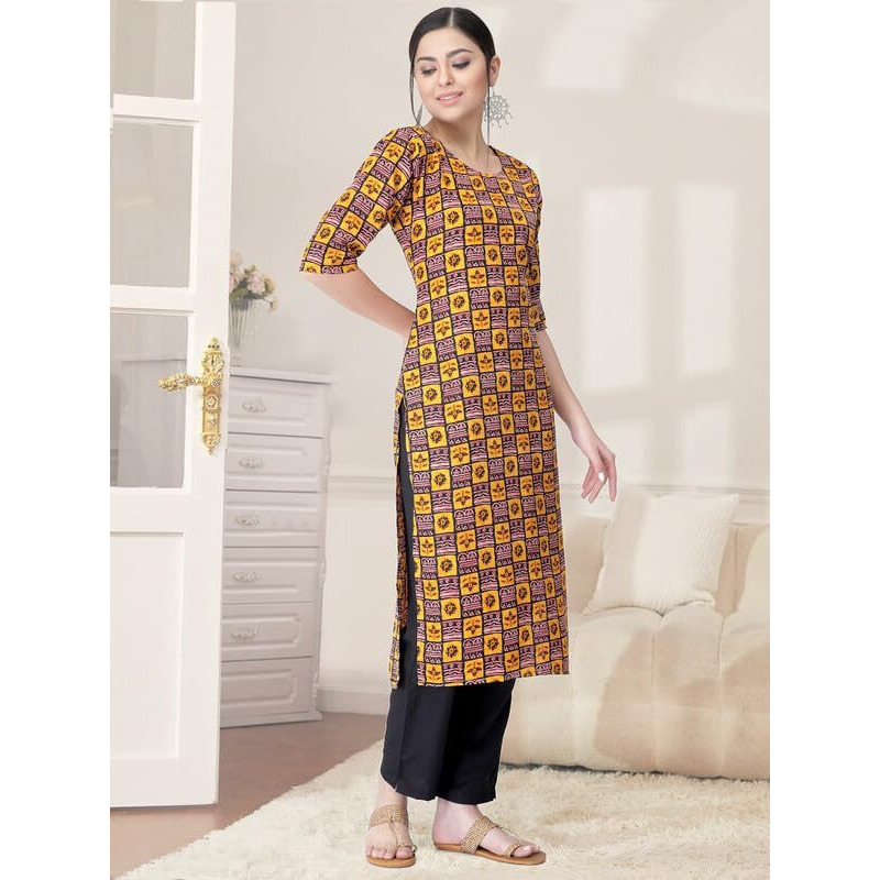 Pinkmint Kurta Set for Women Cotton Printed Straight Kurta with Pant (Pack of 1)