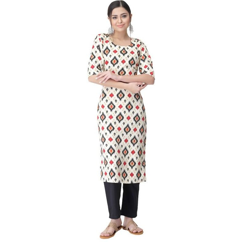 Pinkmint Kurta Set for Women Cotton Printed Straight Kurta with Pant (Pack of 1)