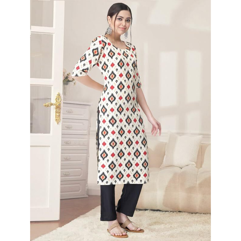 Pinkmint Kurta Set for Women Cotton Printed Straight Kurta with Pant (Pack of 1)