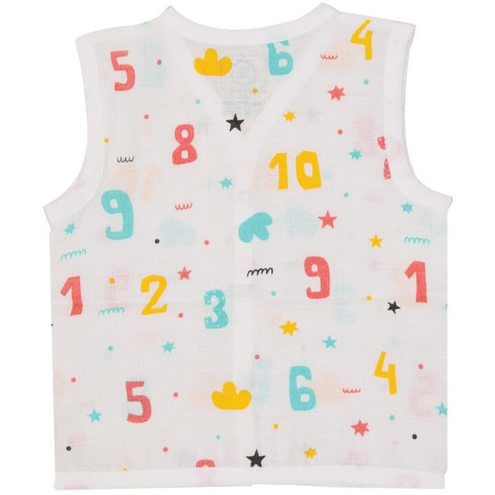 A toddler thing - Organic Cotton Muslin Jabla & Short White Jhabla | for Baby Boys & Girls | Summerwear Jabala | Sleeveless Vest | Casual Clothing | Shade Count Down | Size - 3-6 Months