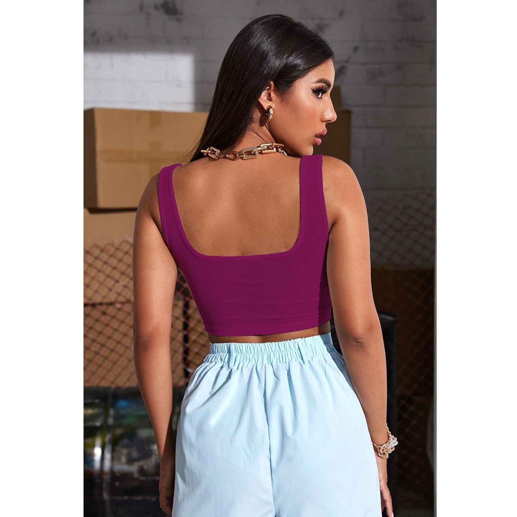 Sugathari Womens & Girls Solid Ribbed Boat Neck Sleeveless Crop Tops for Women (Top 36 Wine XS)