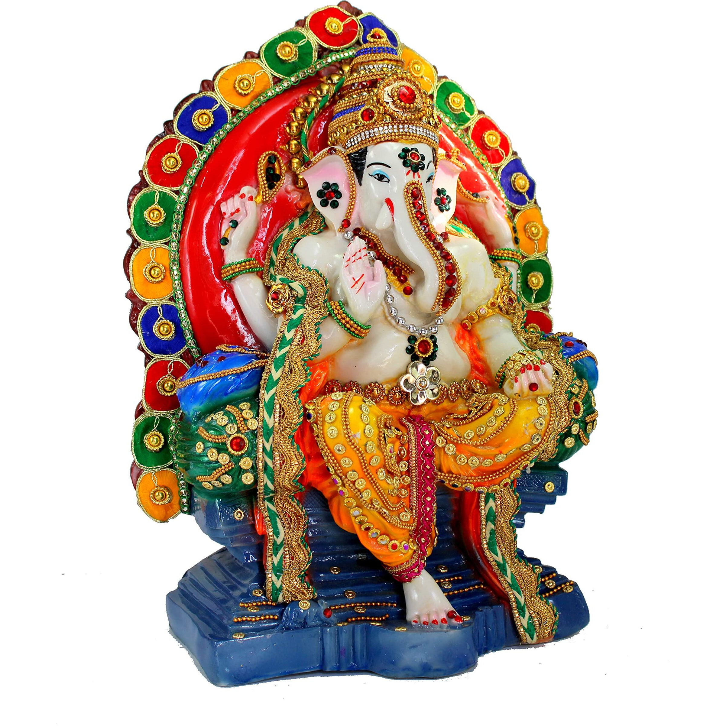 ESPLANADE Resin Singhasan Ganesh Ganesha Ganpati Murti Idol Statue Sculpture (13) | Pooja Idols | Home Decor