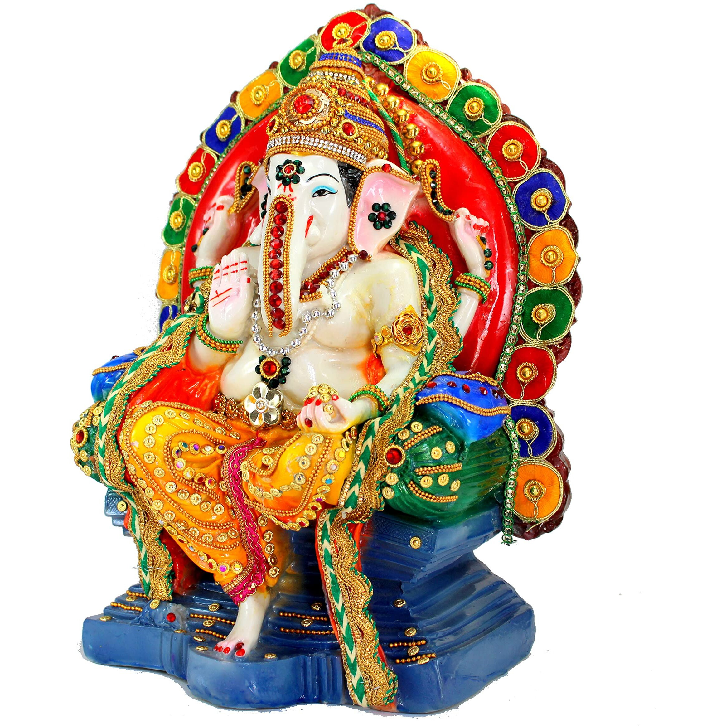 ESPLANADE Resin Singhasan Ganesh Ganesha Ganpati Murti Idol Statue Sculpture (13) | Pooja Idols | Home Decor