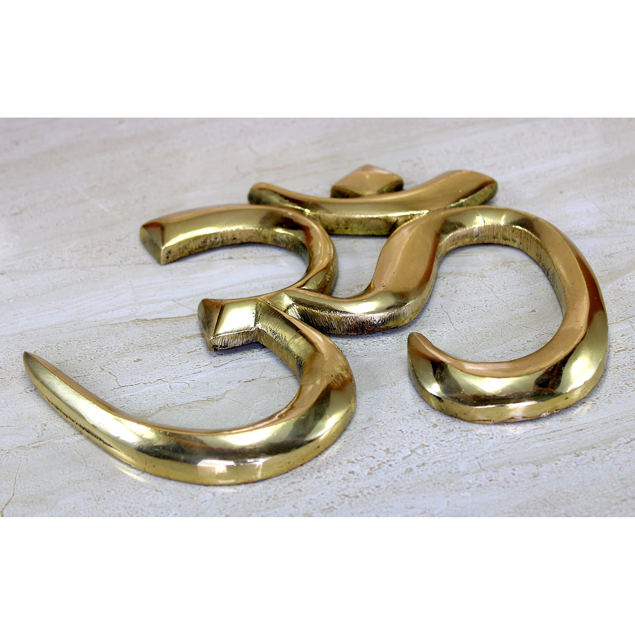 ESPLANADE Brass OM Wall Hanging Sculpture | Vastu Fengshui Goodluck, Auspicious, Religious symbols | Pooja Idols | Home Decor -Golden - 9 Inches