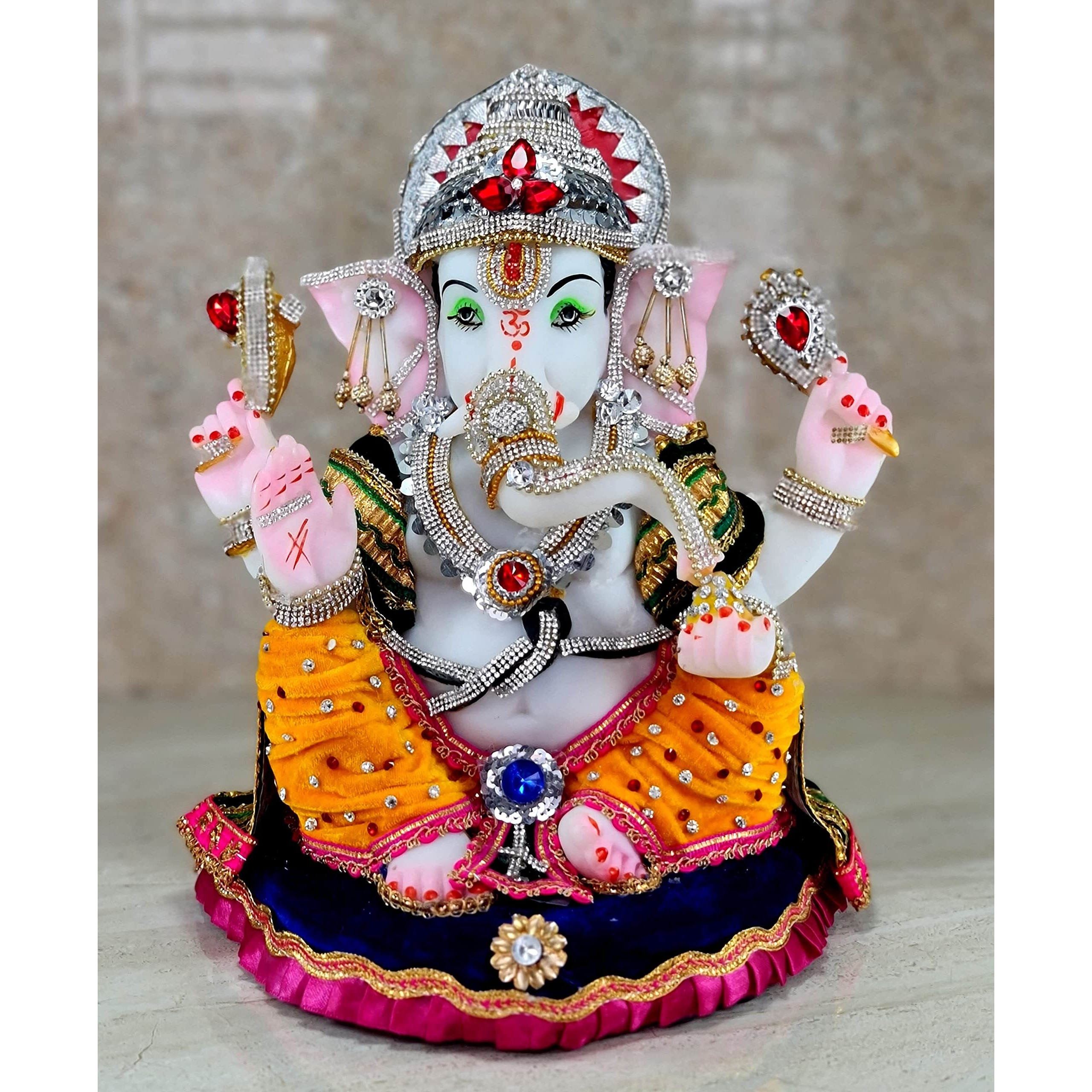 ESPLANADE Resin Ganesh Ganesha Ganpati Murti Idol Statue Sculpture | Pooja Idols | Home Decor - 13.25 Inches - Big Size