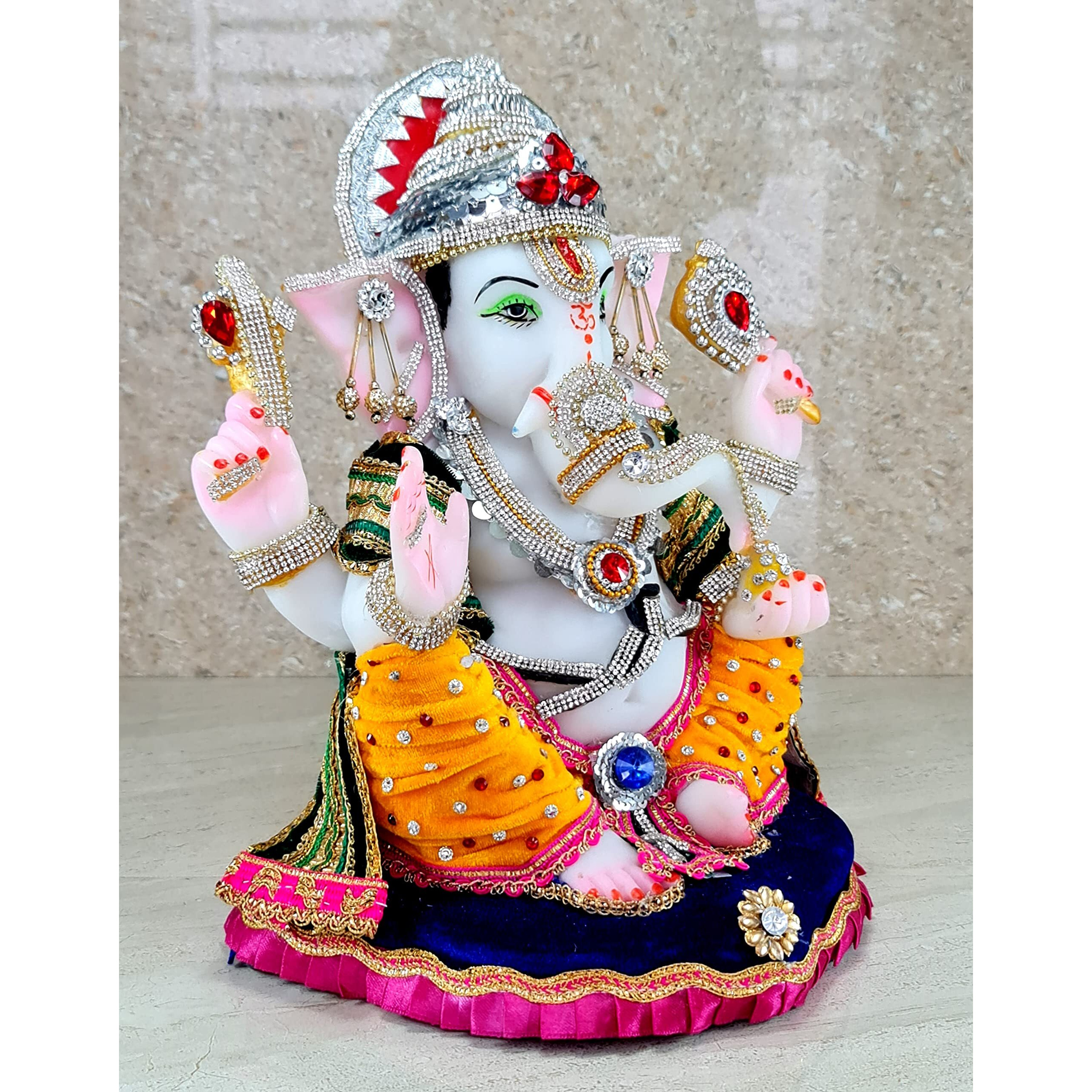 ESPLANADE Resin Ganesh Ganesha Ganpati Murti Idol Statue Sculpture | Pooja Idols | Home Decor - 13.25 Inches - Big Size