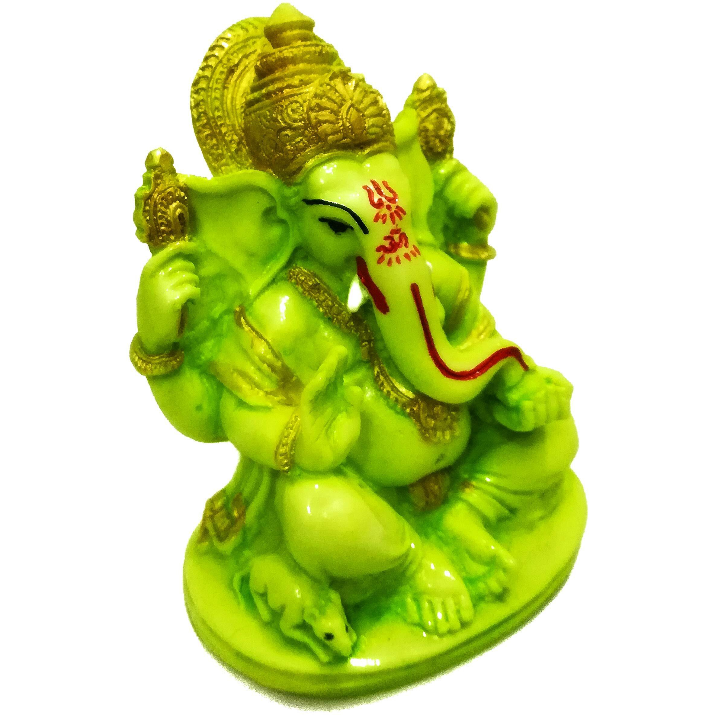 DEVINE Lord green Ganesha Idol God Ganpati/Ganesh Handicraft Statue Spiritual for Home and Puja Vastu Pooja Gift Item- 4 INCHES (LIGHT GREEN)