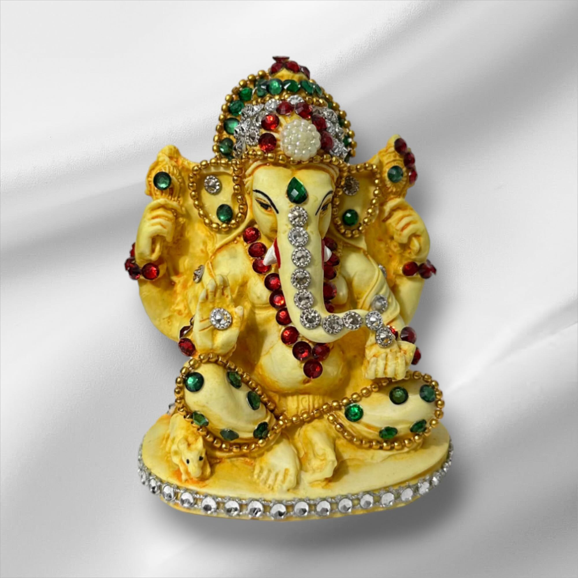 Devine Lord Ganesha Idol God Ganpati/Ganesh Handicraft Statue Spiritual Puja Vastu Pooja Gift Item- 4 INCHES (Yellow)