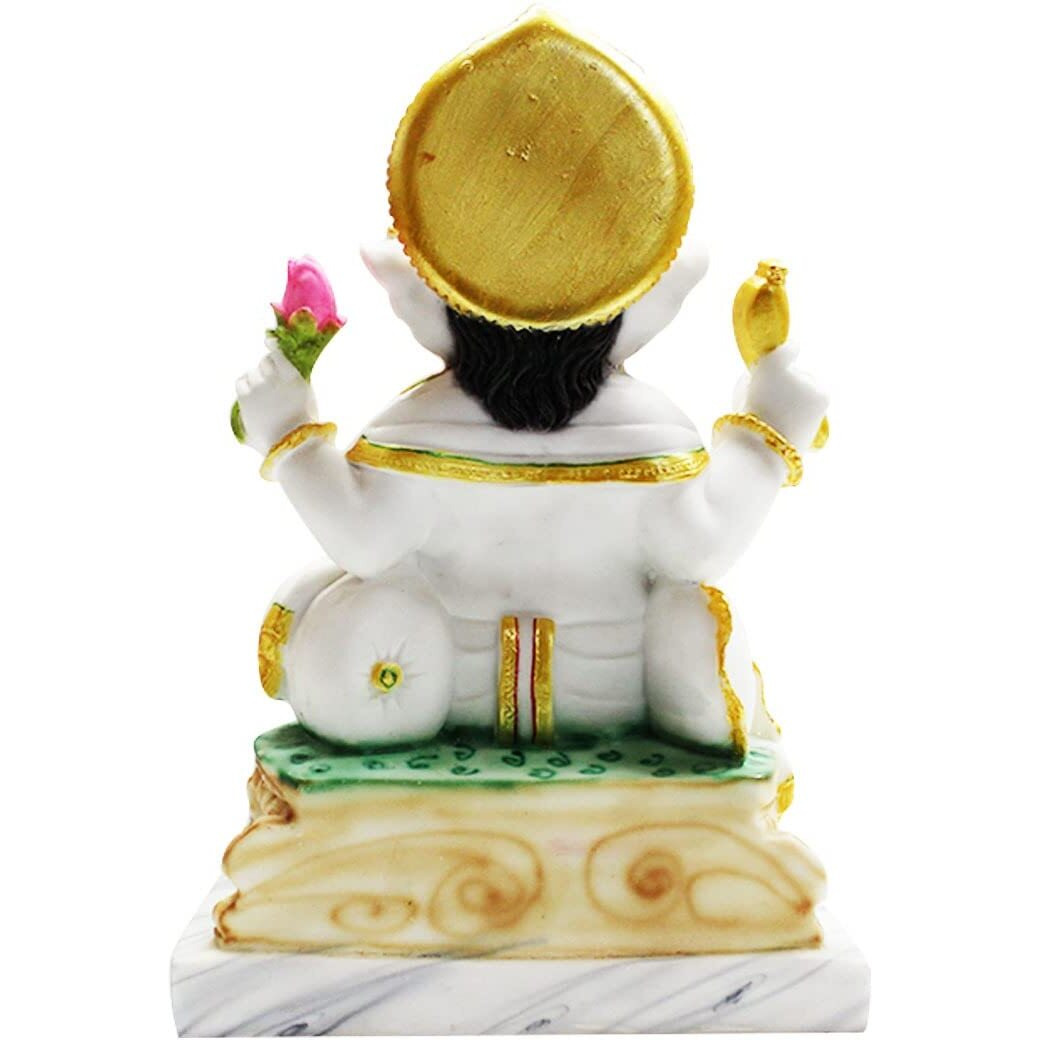 FABZONE Marble Dust Ganesha Statue | Ganpati | Vinayak, White&Gold, 13.5 Inches, 1 Piece