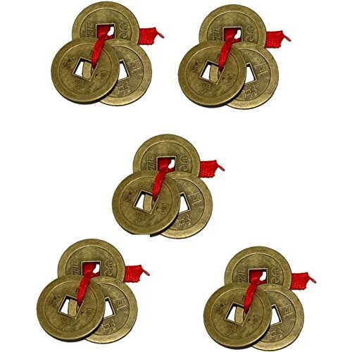 GJ Feng Shui 5 Set of 3 Wealth Coins Showpiece Size 2 Cm