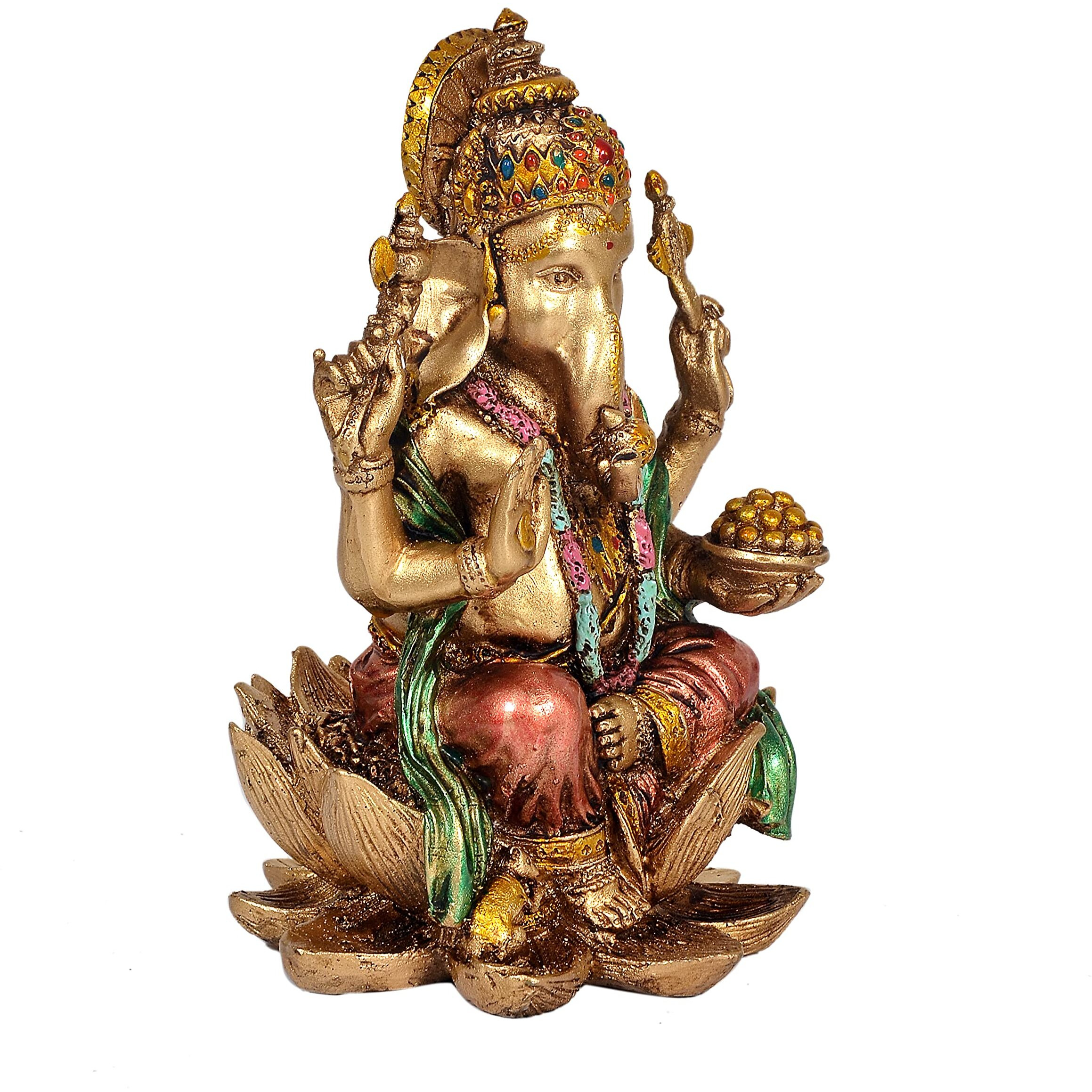 Dattatreya Cold Cast Lord Ganesha Ganpati Idol Statue Murti for Decoration and Pooja Gifting in Resin, Height  6.5 inch