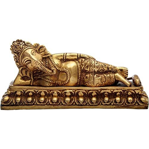 Amazon Brand  Umi Brass Relaxing Ganesha Statue Idol Murti, Height 3.3 inches