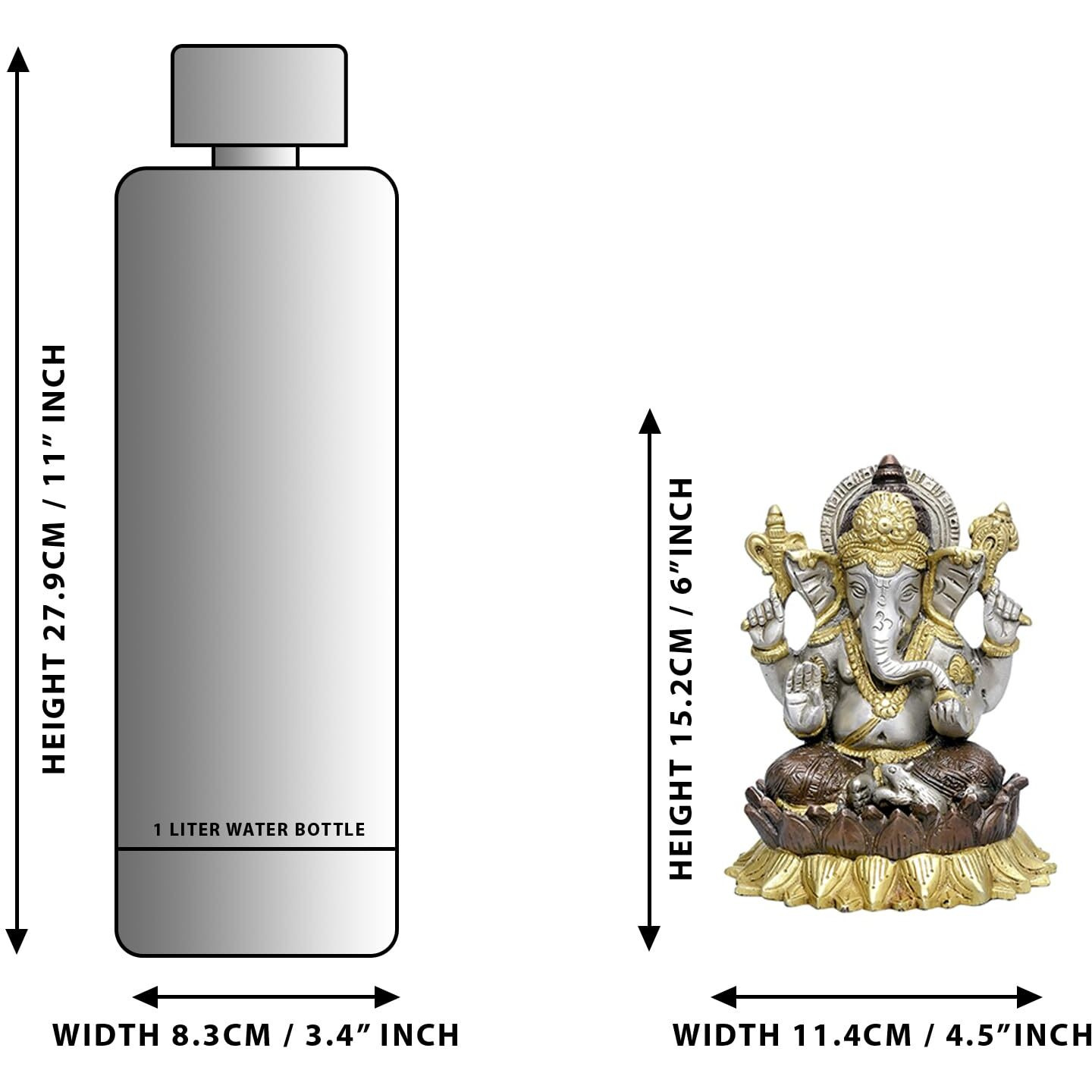 Amazon Brand  Umi Brass Lord Ganesha Sitting On Lotus Idol, Height  6 inch