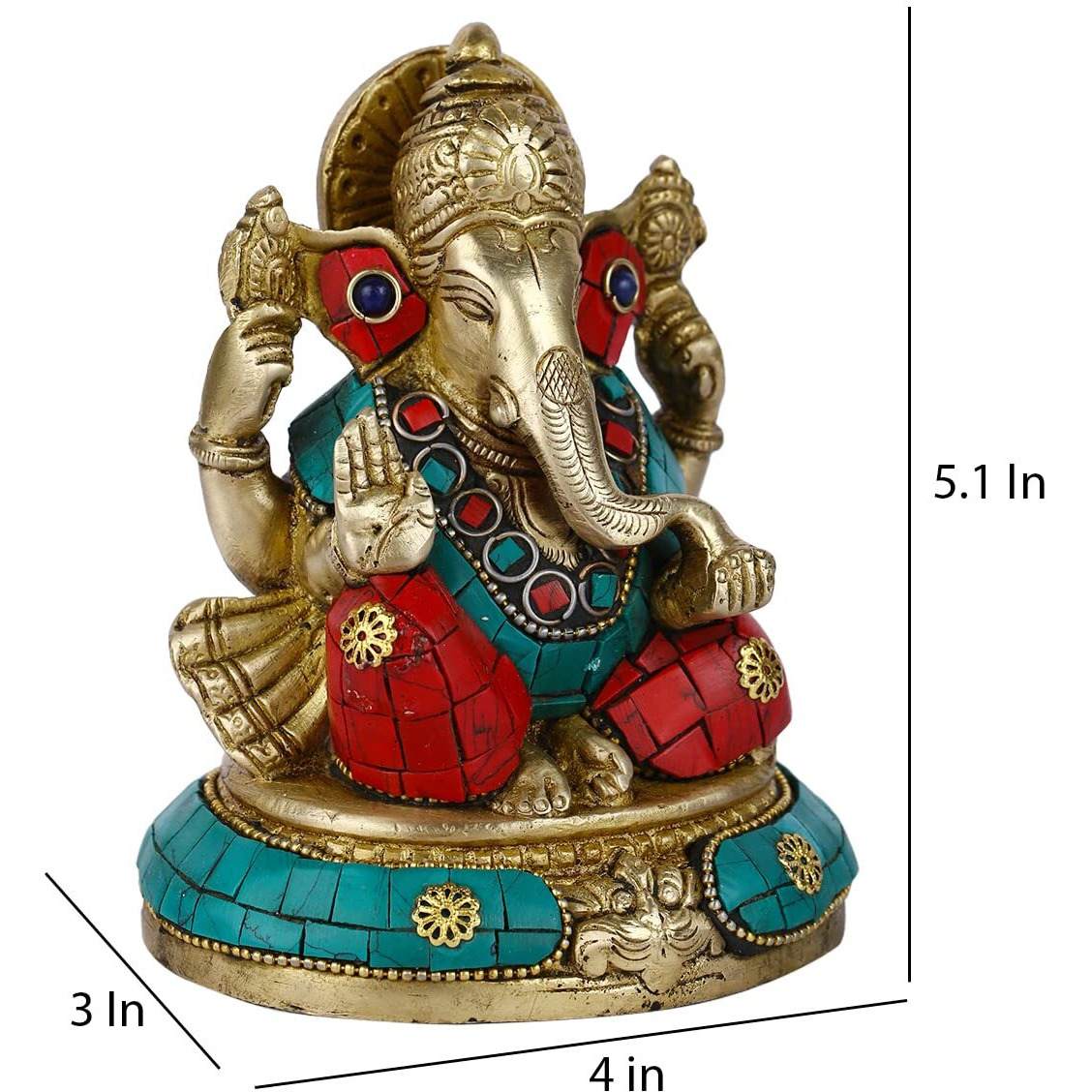 Collectible India Brass God Ganesha Idol Handmade Religious Statue Diwali Gifts Home Decor