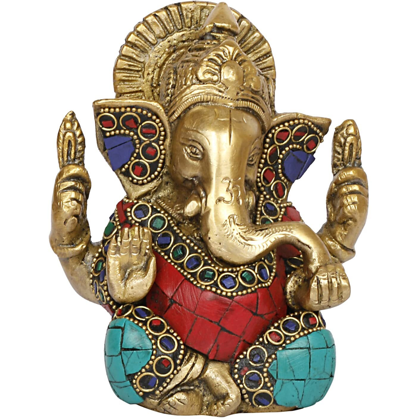 Artvarko Brass Idol Ganesha Murti Ganpati Statue for Home Decor Manidr Temple Office Gift Height 4.5