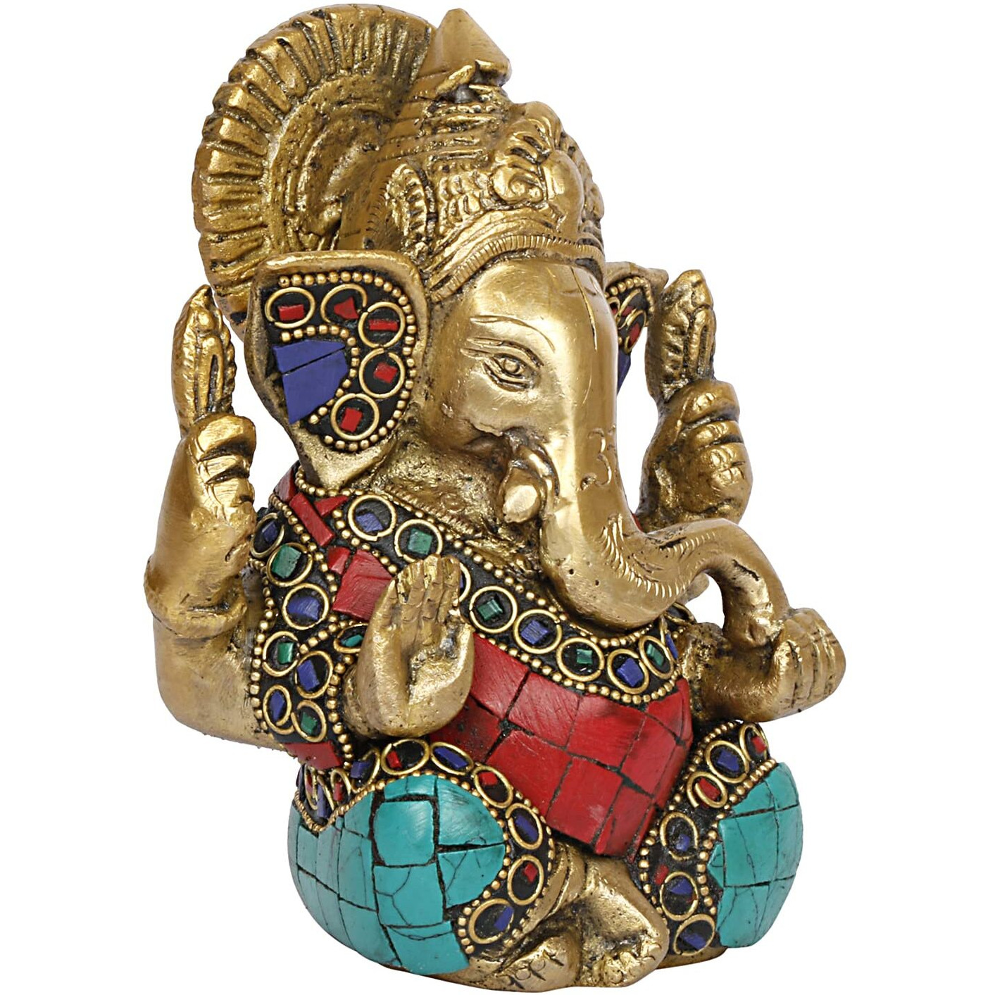 Artvarko Brass Idol Ganesha Murti Ganpati Statue for Home Decor Manidr Temple Office Gift Height 4.5