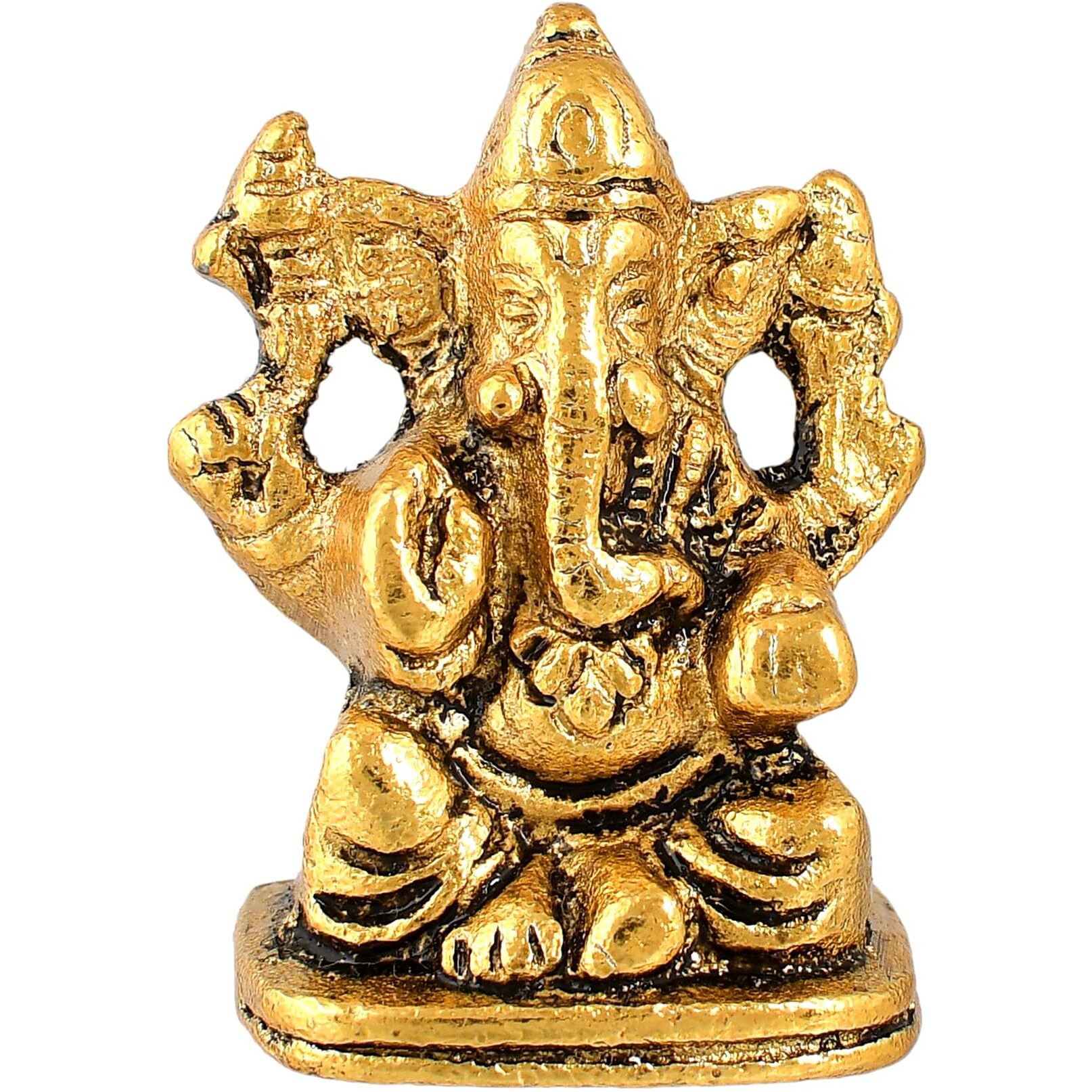 CraftVatika Metal Ganesh Idol for Diwali Decoration Item - Ganesha for Car Dashboard Small Ganpati Statue Figurine Murti for Home Office, Tabledesk Diwali Gift Items (Golden 4.5 CM Height) (Set of 1)