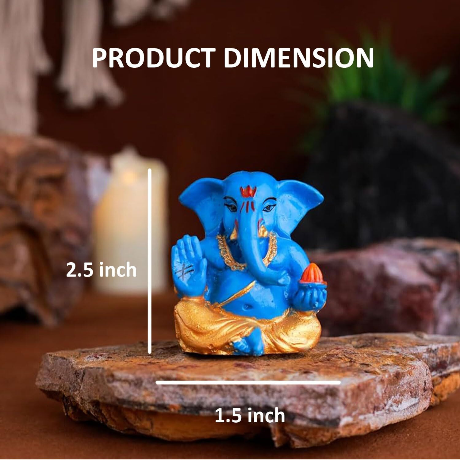 SHIJPIK Gold Plated 2.5x1.5 inch Resin Ganeshji Idols, Home Decor,Gold Idols of Gods, Murti, Suitable to Store in Pooja Room, Office, Home/Best for Gifting/Ganeshji- Pack of 1 - RES008