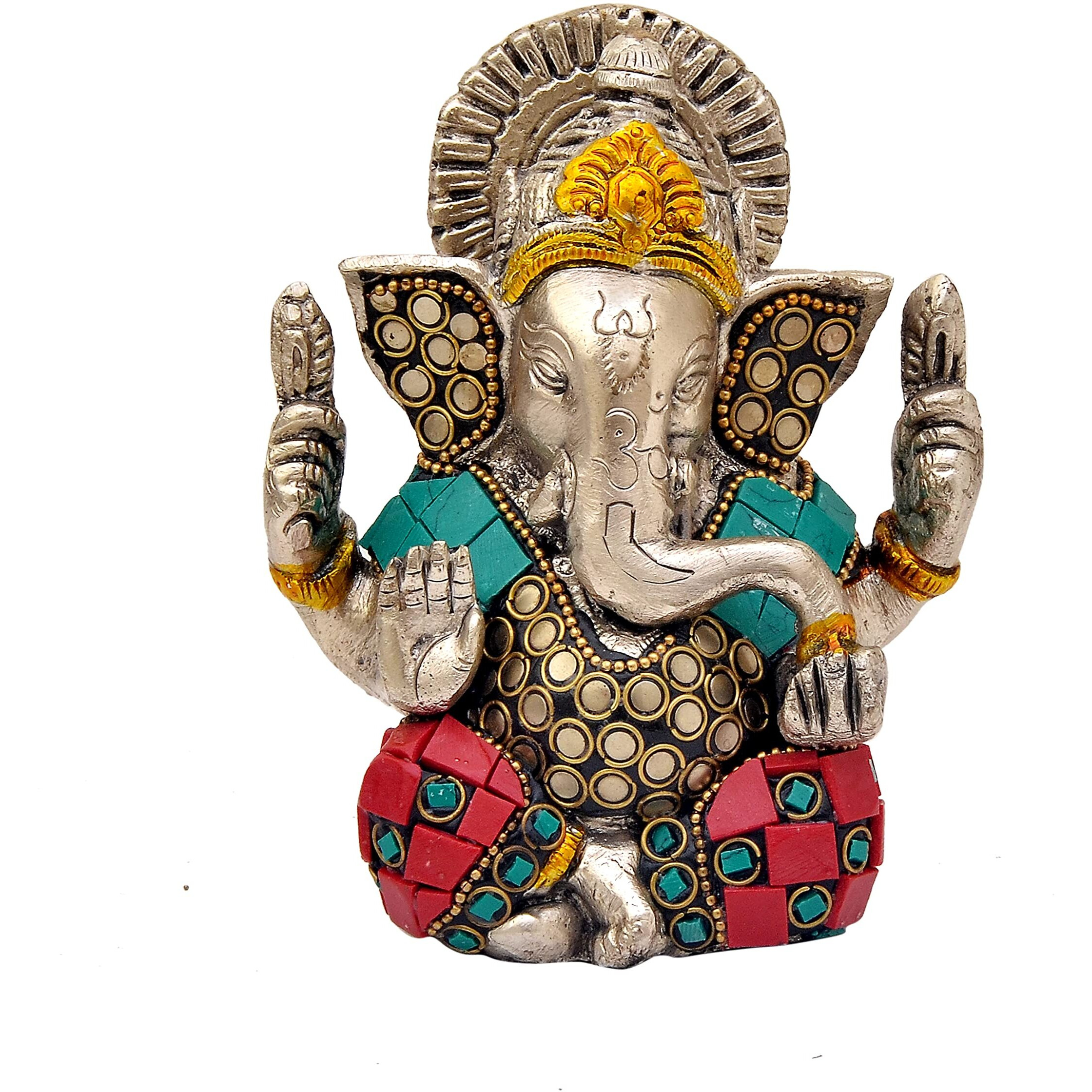 Amazon Brand  Umi Brass Idol of Lord Ganesha Vighnaharta Ganpati for Happinesss Blessings at Home and Office, Height 5.2 Inches