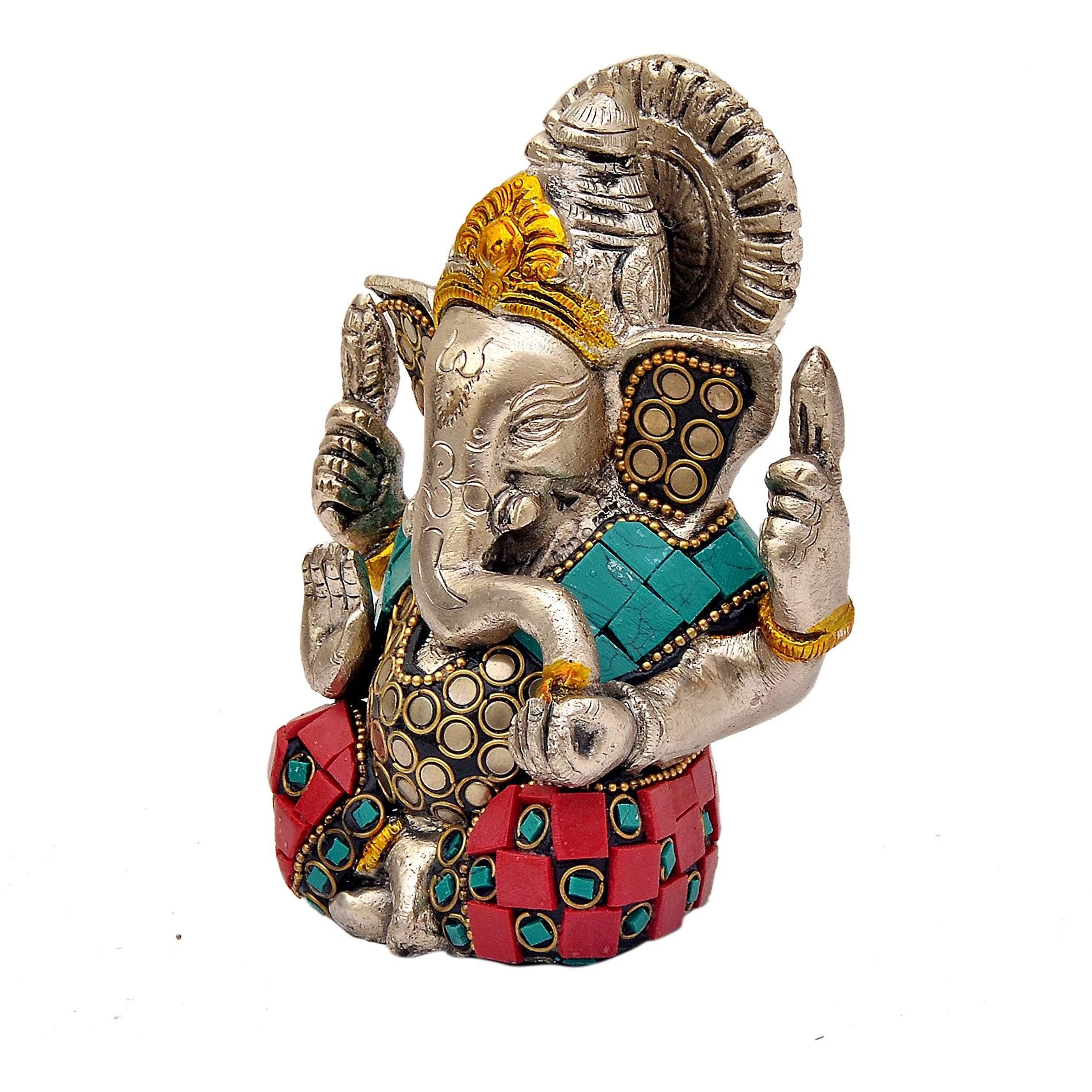 Amazon Brand  Umi Brass Idol of Lord Ganesha Vighnaharta Ganpati for Happinesss Blessings at Home and Office, Height 5.2 Inches