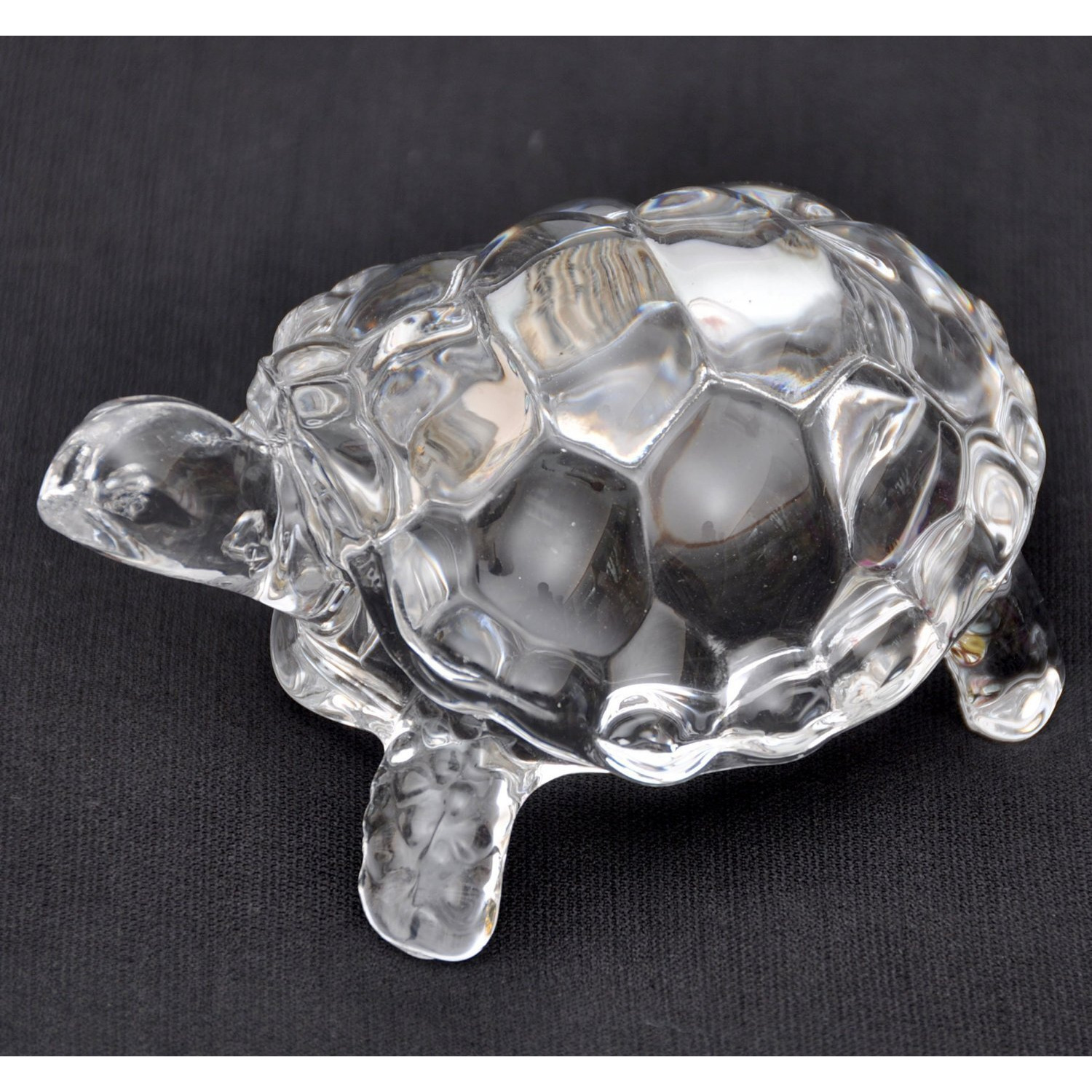 Petrichor Feng shui Crystal Turtle (Small 3 inches, Transparent) Tortoise for Peace and Prosperity | Home Decor and Gifting Vastu