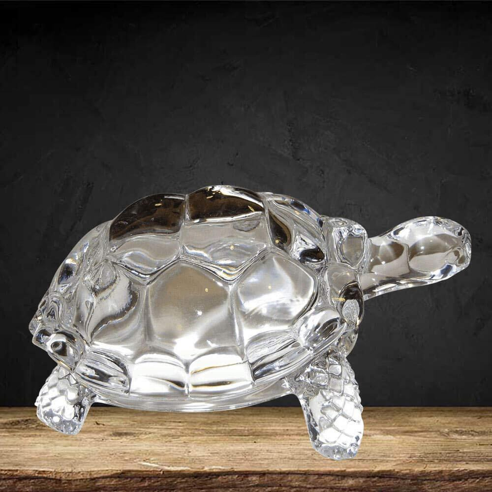 Petrichor Feng shui Crystal Turtle (Small 3 inches, Transparent) Tortoise for Peace and Prosperity | Home Decor and Gifting Vastu