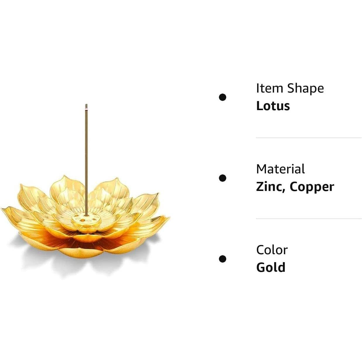 SATYAM KRAFT 1 Pcs Lotus Flower Design Agarbatti Stand Incense Holder Ash Catcher Metal Material for Pooja, Office, Mandir,Shree Holi Pooja and Many More Spiritual Events, Insence Burner (Gold)