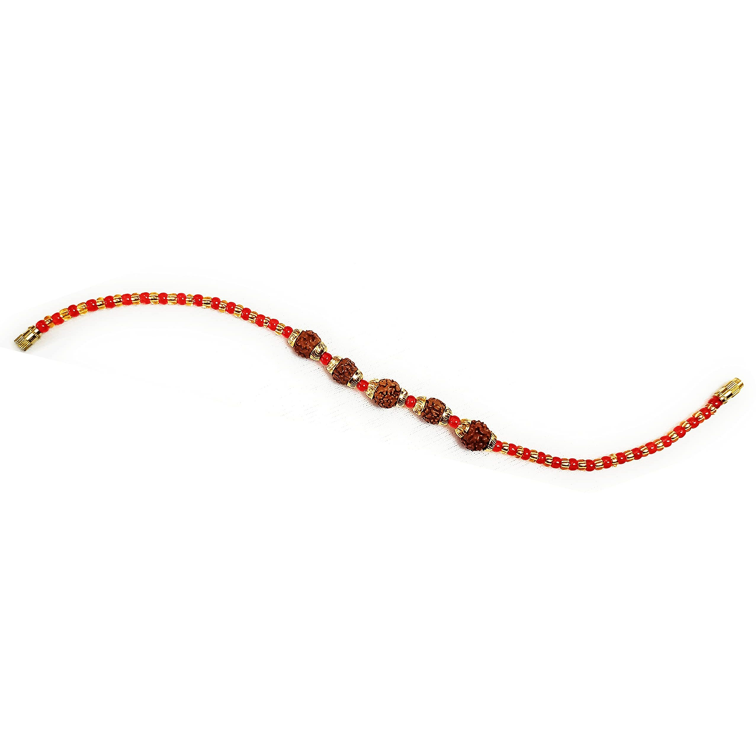 Vado Real Rudraksha Fancy Rakhi with Roli Chawal Tilak for Rakshabandhan (Single-1)