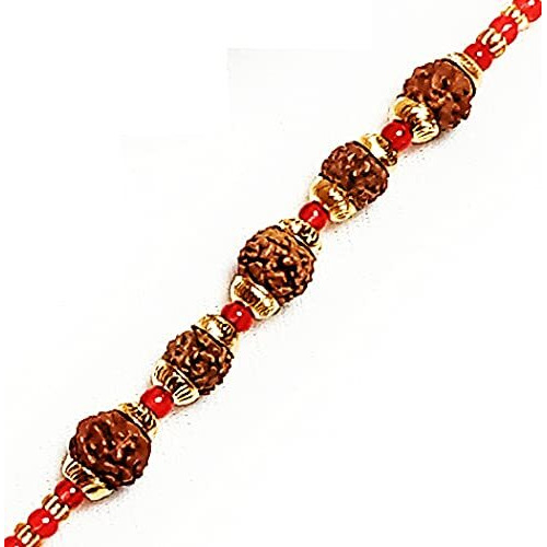 Vado Real Rudraksha Fancy Rakhi with Roli Chawal Tilak for Rakshabandhan (Single-1)