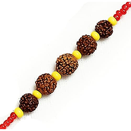 Vado Real Rudraksha Fancy Rakhi with Roli Chawal Tilak for Rakshabandhan (Single-5)