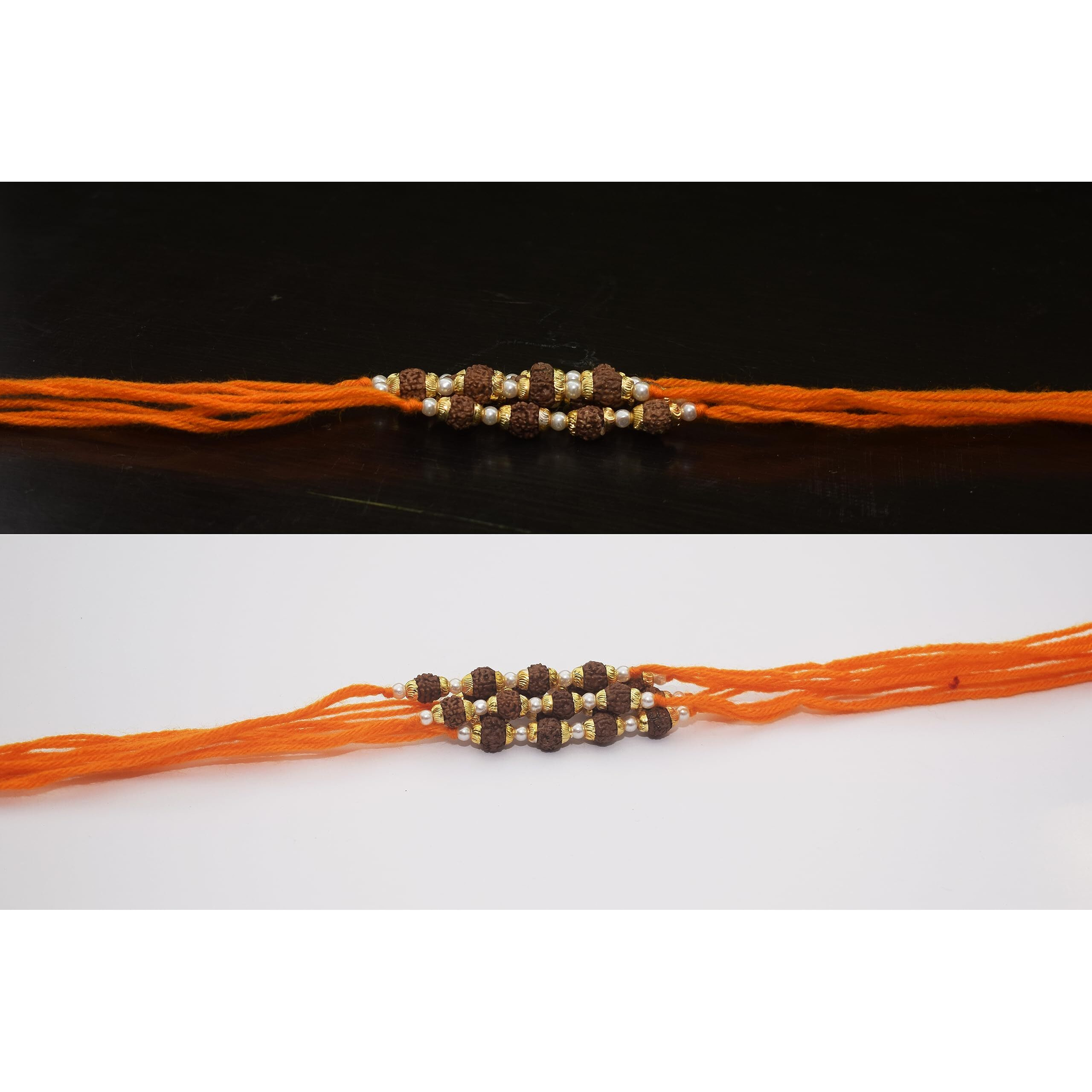 Vado Real Rudraksha Fancy Rakhi with Roli Chawal Tilak for Rakshabandhan (Single-11) For Unisex Adult