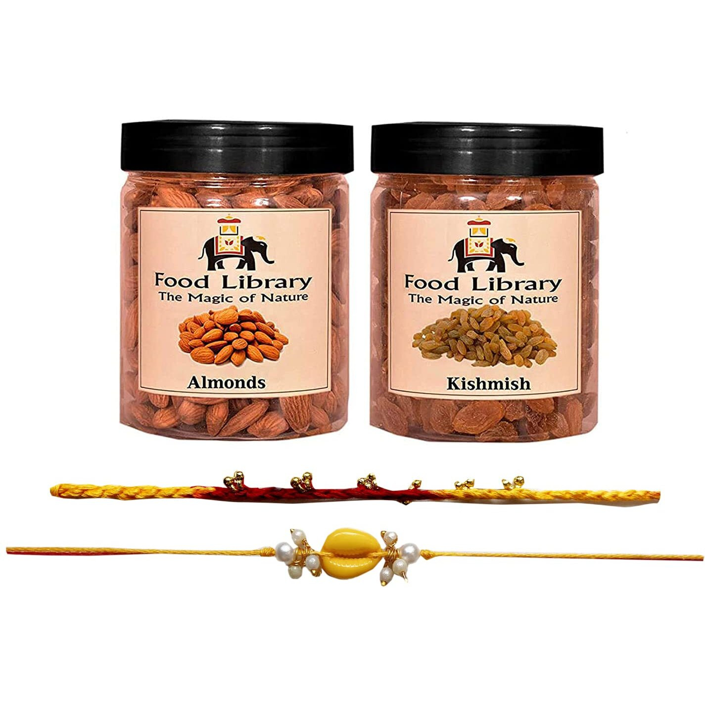 Food Library The Magic of Nature Rakhi/Lumba For Brother And Bhabhi With Chocolates Gift Hamper (Rakhi with Dry Fruits)