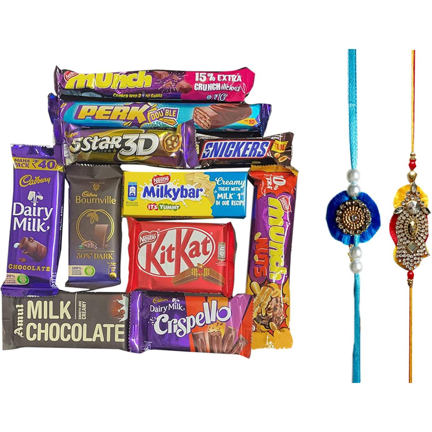 Food Library The Magic of Nature Rakhi/Lumba For Brother And Bhabhi With Chocolates Gift Hamper (Assorted Chocolates)