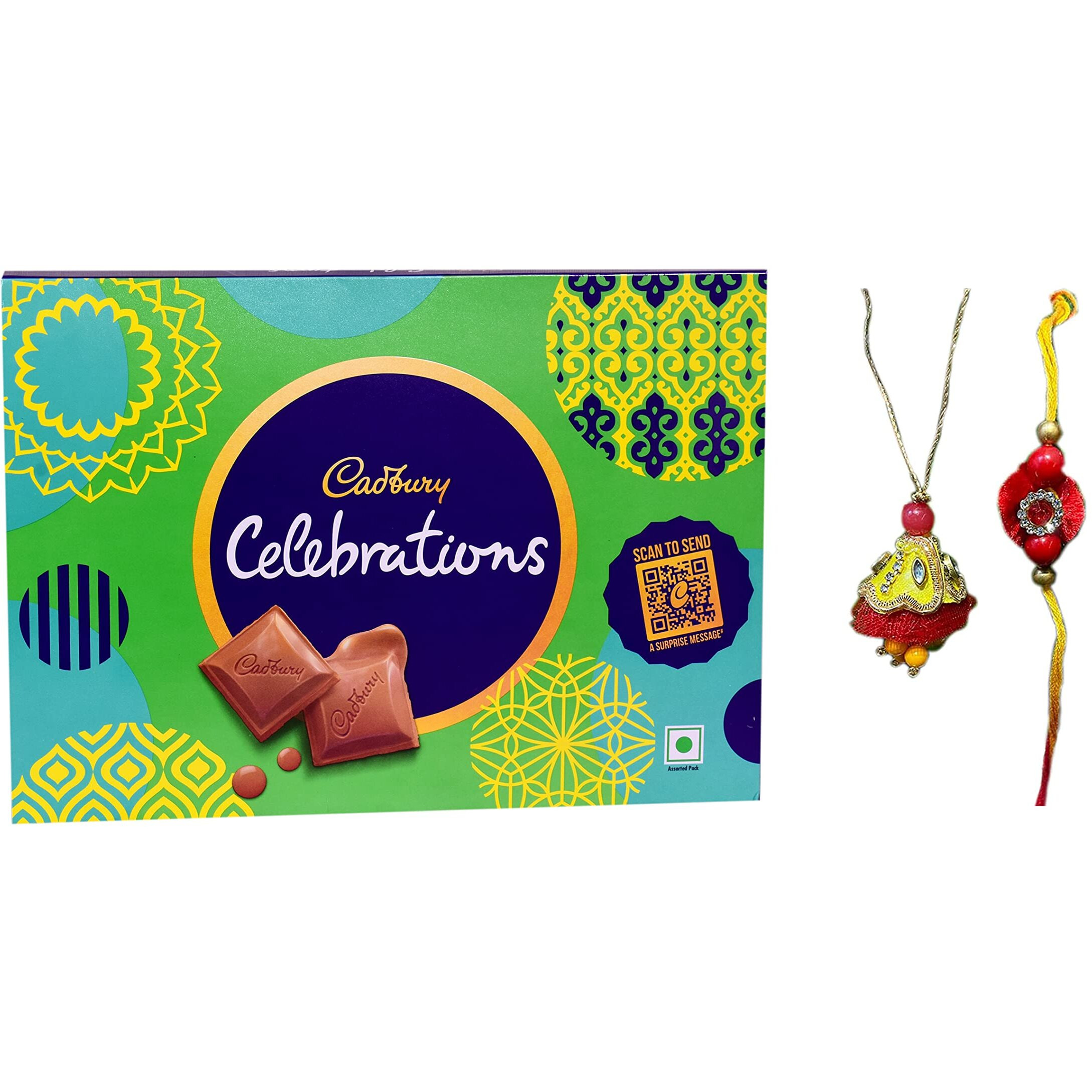 Food Library The Magic of Nature Rakhi/Lumba For Brother And Bhabhi With Chocolates Gift Hamper (Cadbury with Rakhi Lumba)