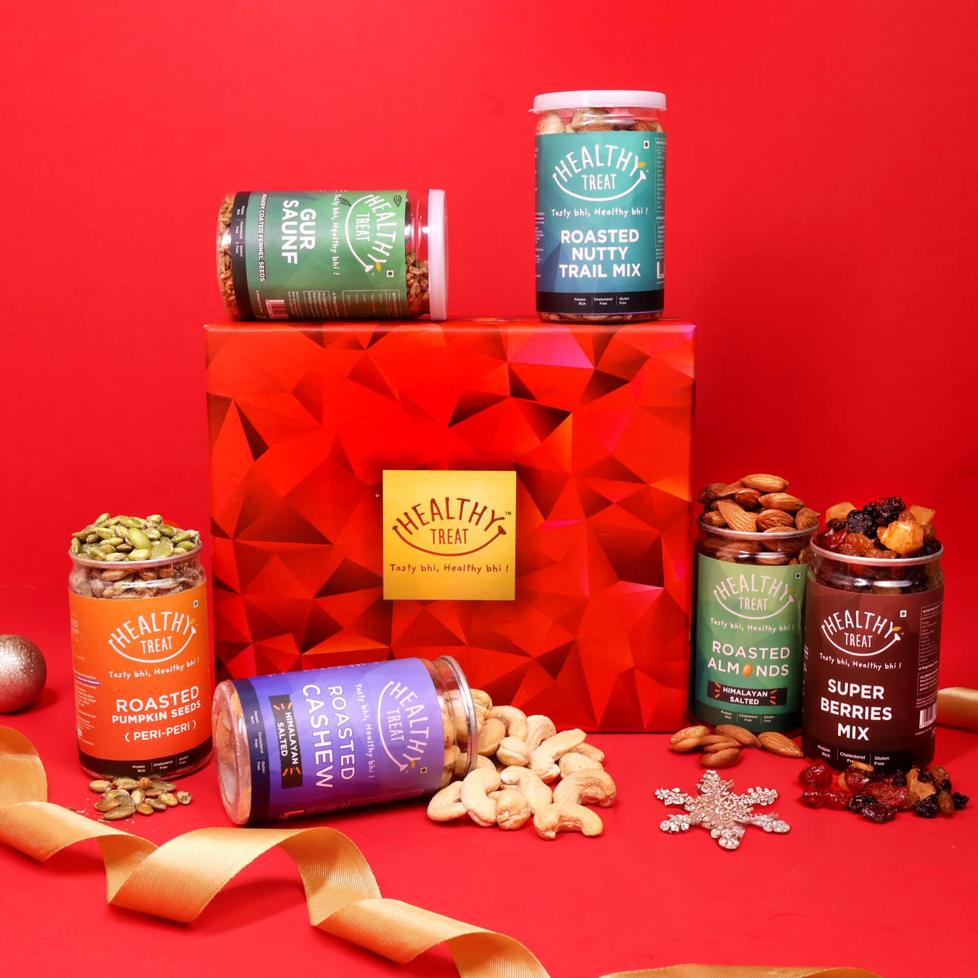 Healthy Treat Royal Treat Rakhi Gift Hamper | Rakhi gift for Brother and Sister | Festival Gift Hamper | Birthday, Anniversary Gift Hamper | Rakhi Gift Box | Raksha Bandhan Gift Hamper | Roasted Dry Fruits and Snacks Gift Box Hamper