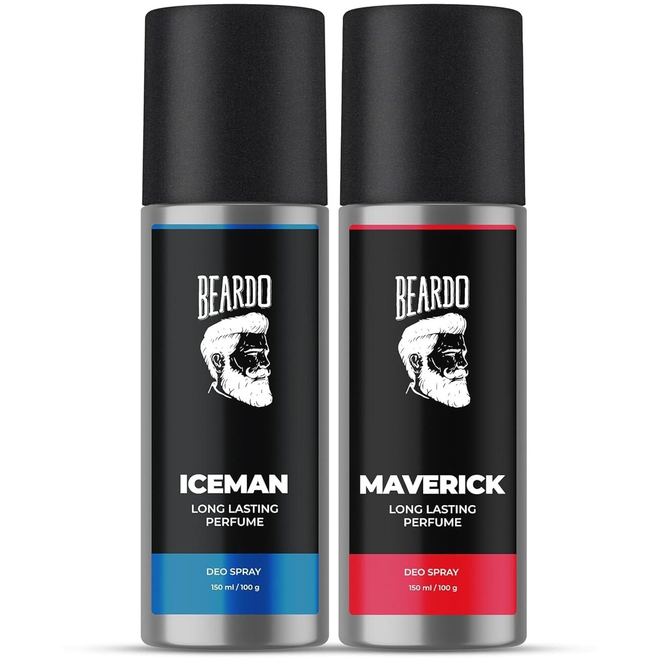 Beardo Perfume Body Spray for men - ICEMAN & MAVERICK, 150ml X 2 | Amber Woody, Oriental Leather, Aromatic Fresh | Deo For Men | Long Lasting Deodorant | Rakhi Gift For Brother | Gift For Friends