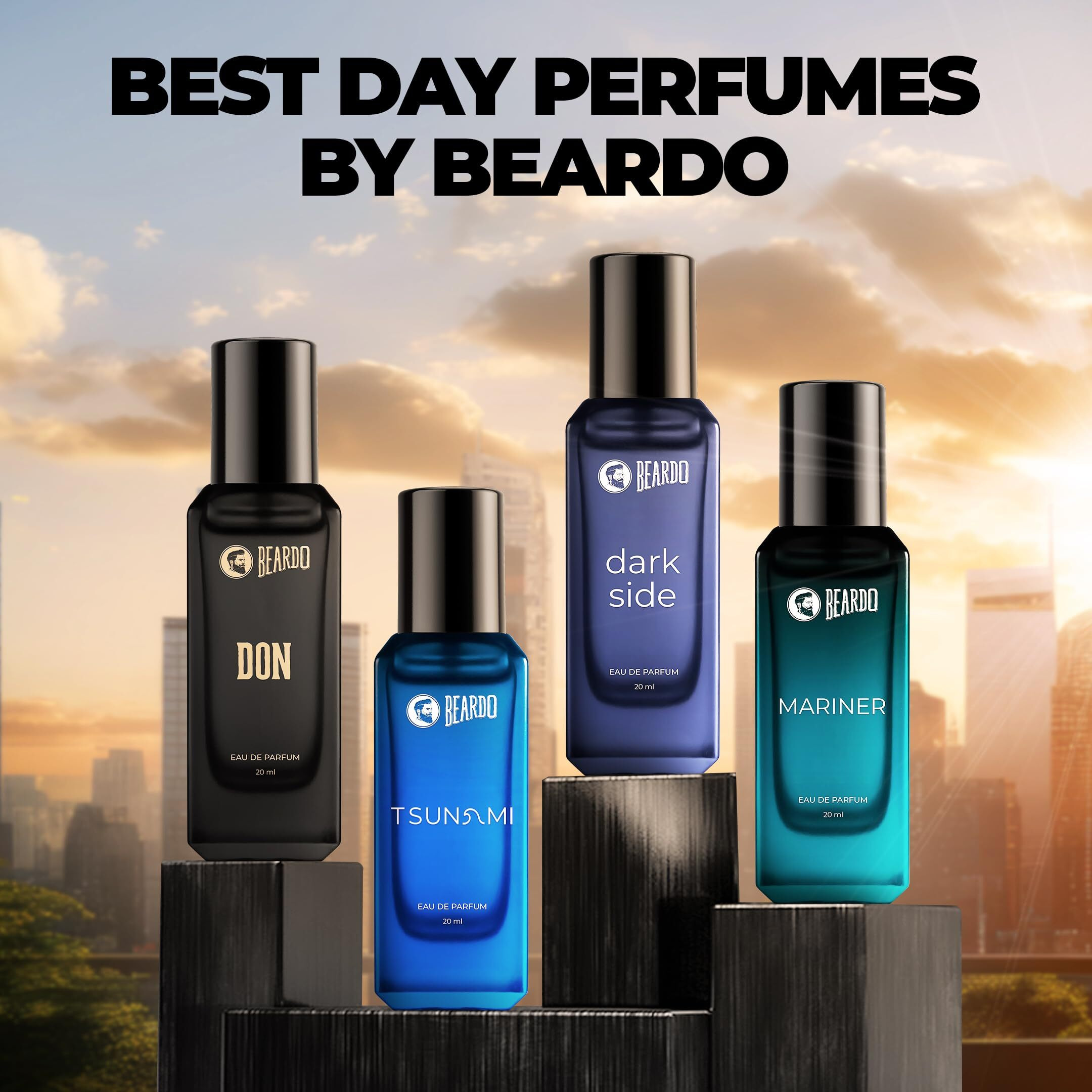 Beardo Day Perfumes For Men & Women 4 x 20ml | Compliment worthy Unisex perfume combo | Long Lasting Perfumes - Fresh & Aquatic Fragrances | Gift for men | Rakhi Gift for Brother | Friendship Day Gift