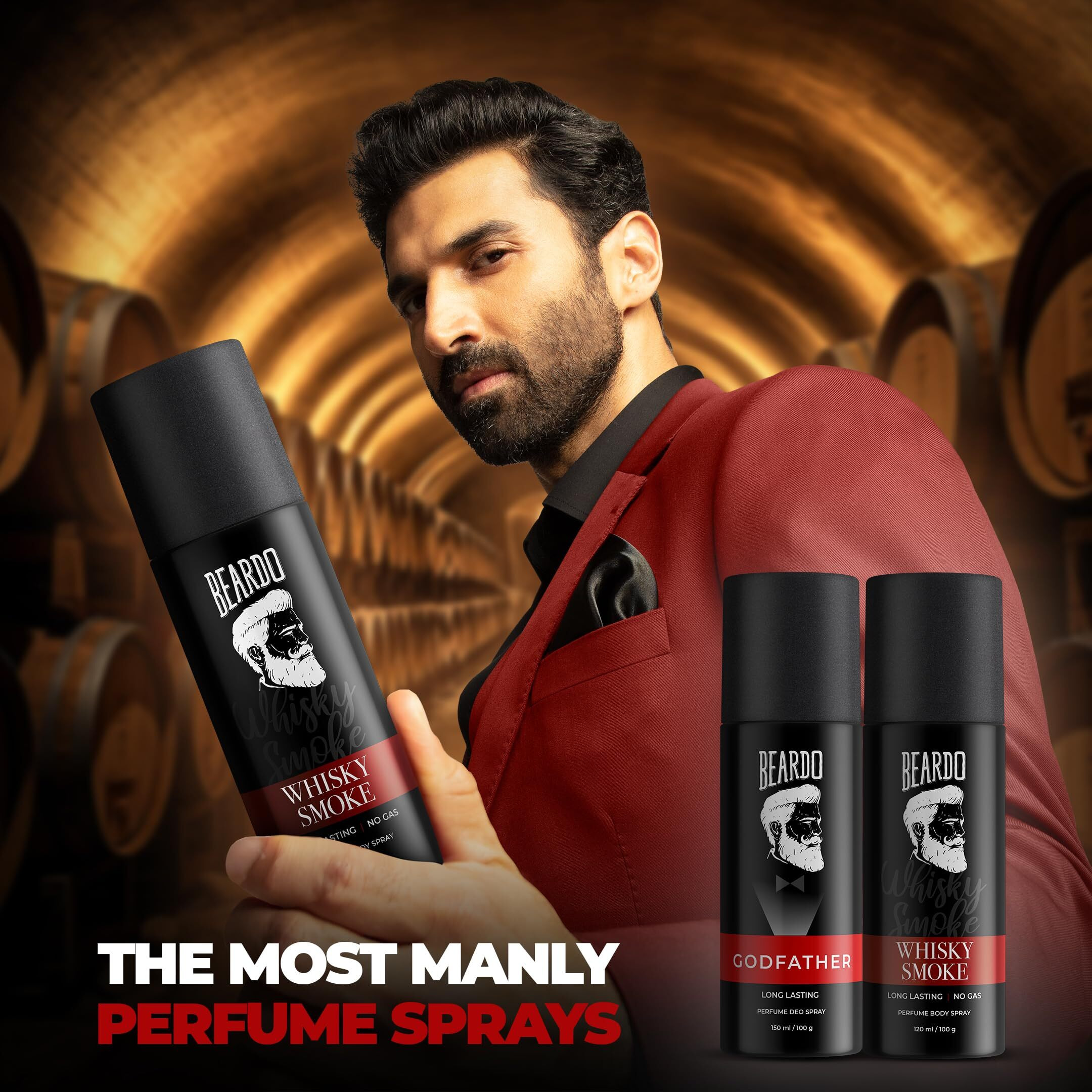 Beardo Godfather & Whisky Smoke Perfume Body Spray Combo (Set of 2) Citrus Aromatic Spicy | Deodorant | Deo For Men | Long Lasting Perfume| Rakhi Gift For Brother | Gift For Friends