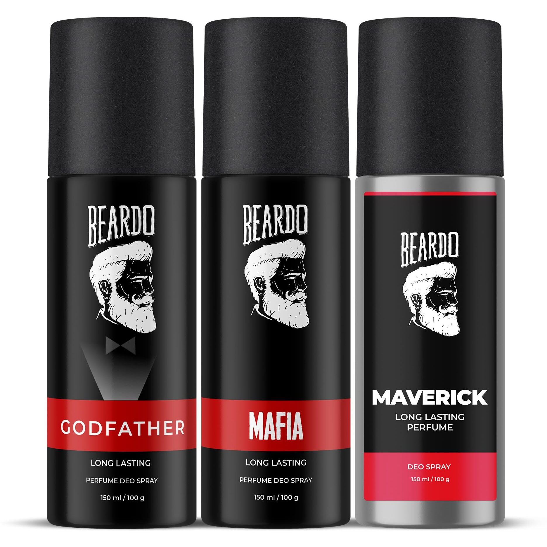 Beardo Godfather, Mafia & Maverick Perfume Body Spray (Set of 3) Citrus Aromatic Spicy | Deodorant | Deo For Men | Long Lasting Perfume| Rakhi Gift For Brother | Gift For Friends